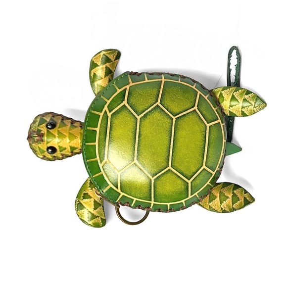 1 LEFT! Genuine Leather Handmade Sea Turtle Wristlet Coin Pouch Purse - Picture 2 of 4